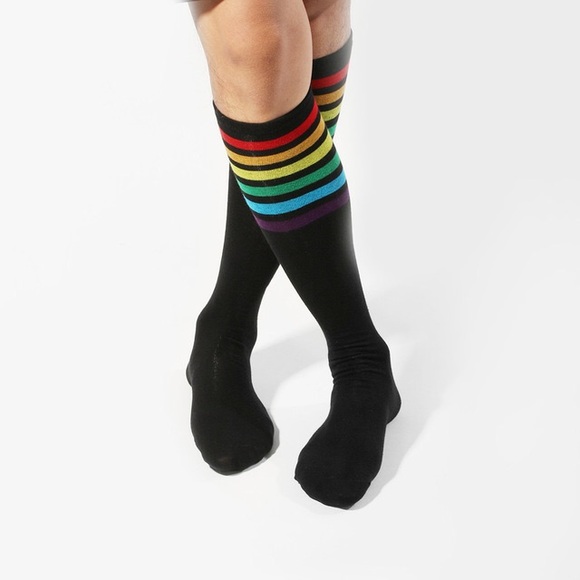 Accessories - Rainbow Stripe Socks Black NEW